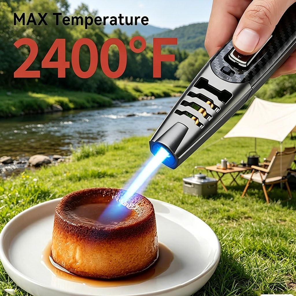 BBQ Lighters, Refillable Butane Lighters, Suitable for Grilling, Outdoor Camping Trips(2pack Black)