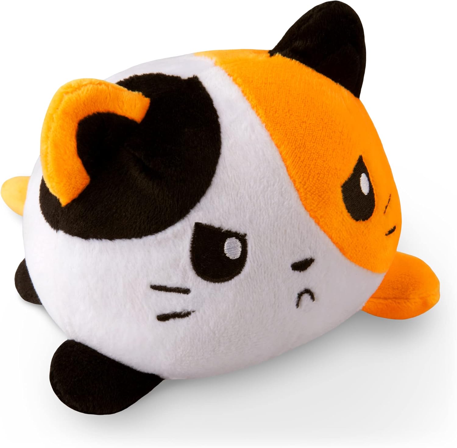 TeeTurtle Reversible Cat Plushie 4-Inch Gray + Black Two-Sided Flip Plush Toy with Embroidered Details - Cute Mini Collectible Plush for Kids, Teens, and Adults