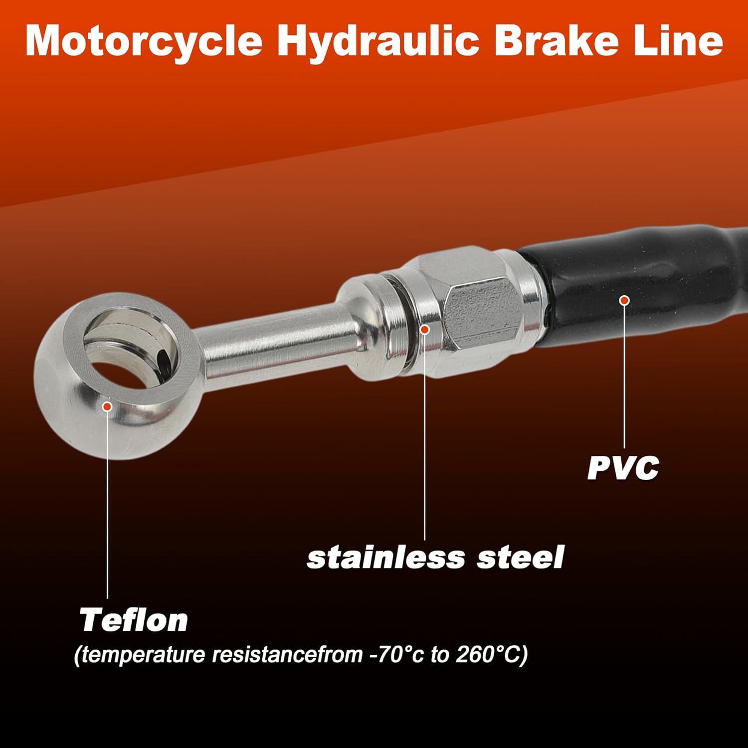 50" Motorcycle Brake Clutch Oil Hose Line Kit for 16"-18" Handlebar Hydraulic Front Brake Line for Harley Sportster XL 883 1200 1988-2003 No.4898010/4525098B