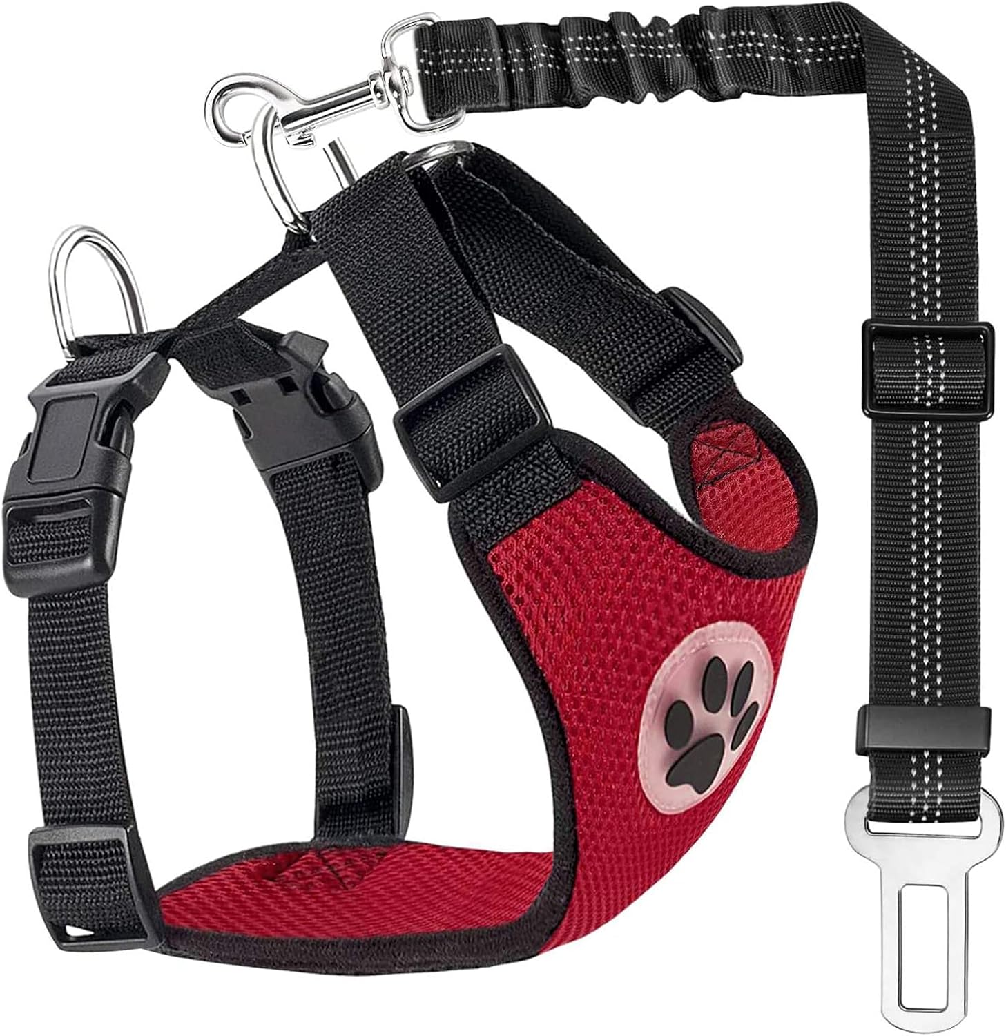 YORWHIN Dog Seat Belt Harness with Seatbelt Adjustable Vest Dog Car Harness Double Breathable Mesh Fabric (M)