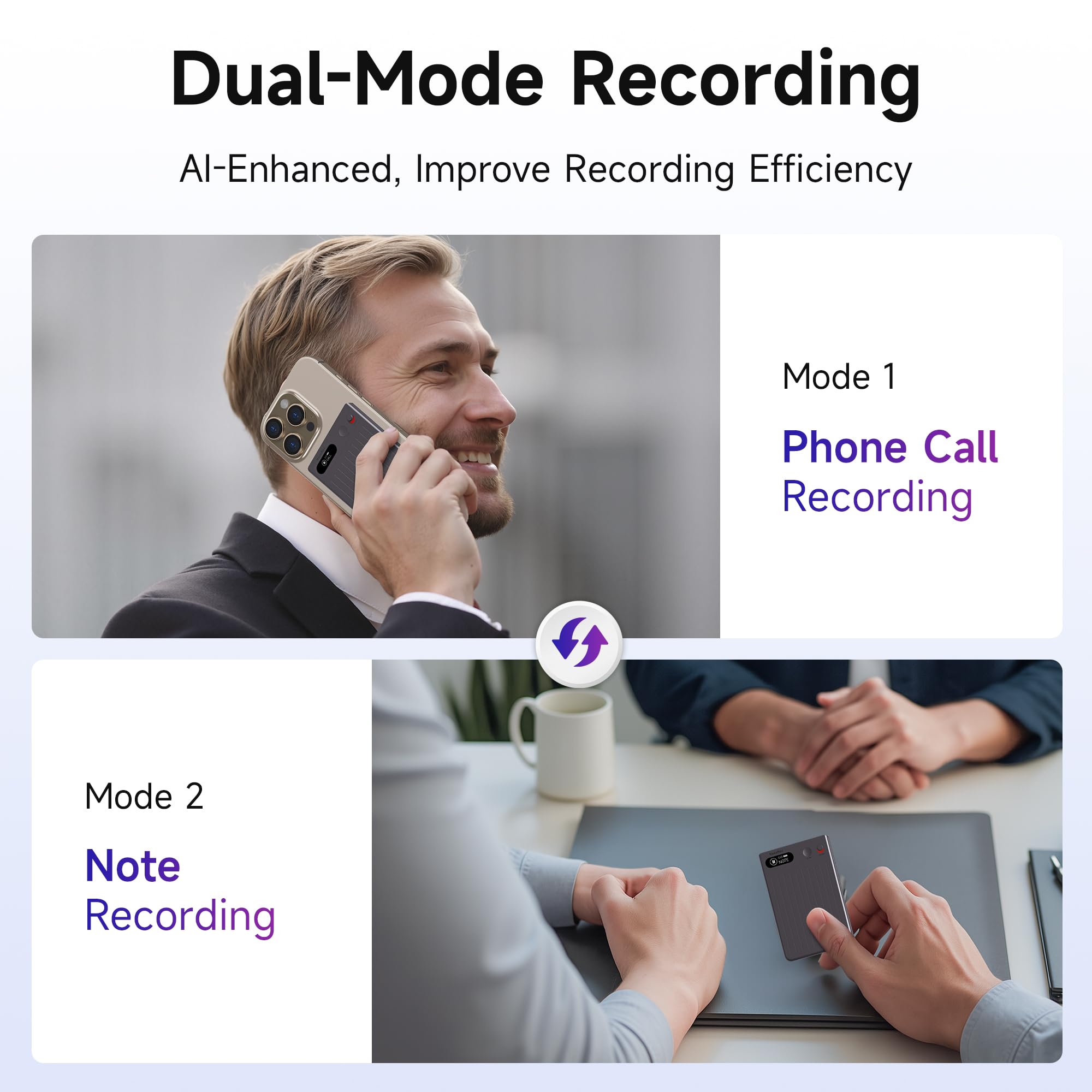 AI Voice Recorder 64GB Audio Note Gray - Dettaglio