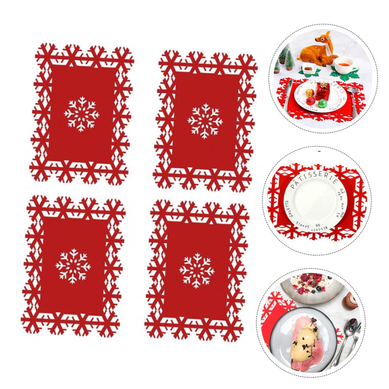 MAGICLULU 5 Ensembles Set De Table Flocon De Neige Décorations De Flocon De Neige pour Table Sets De Table De Noël Nains De e Artificiels Décorations De Noël Table De 4 pièces * 5