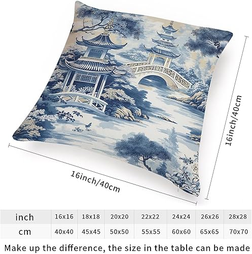 Vista 2 de ArogGeld Funda de cojín de chinoiserie japonesa chinoiserie asiática, fundas de almohada de pagoda azul asiática, funda de almohada oriental de A-1