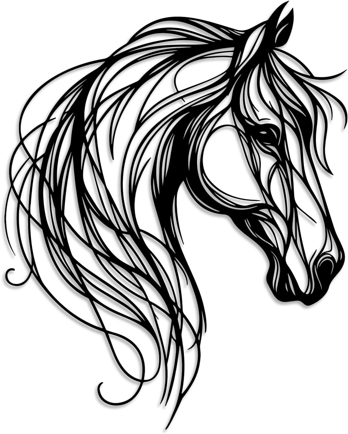 LIYOUYA Horse Head Metal Wall Decor - Rustic Farmhouse Room Decor Simple Line Black Wall Art Home Decor for Living Room, Bedroom, Bathroom, Dining Room, Courtyard (Black)