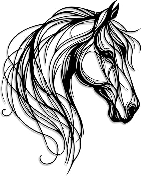 LIYOUYA Horse Head Metal Wall Decor - Rustic Farmhouse Room Decor Simple Line Black Wall Art Home Decor for Living Room, Bedroom, Bathroom, Dining Room, Courtyard Black