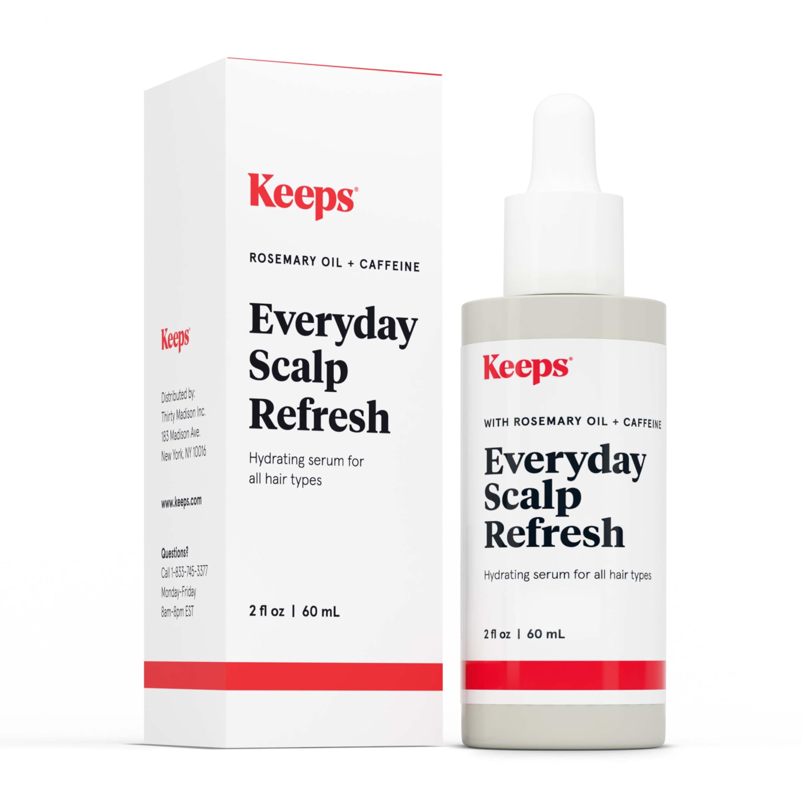 Keeps Everyday Scalp Serum - Hair Serum to Nourish, Condition & Exfoliate the Scalp - Caffeine, Rosemary Oil & Salicylic Acid for Hair Health Treatment Products for Men & Women