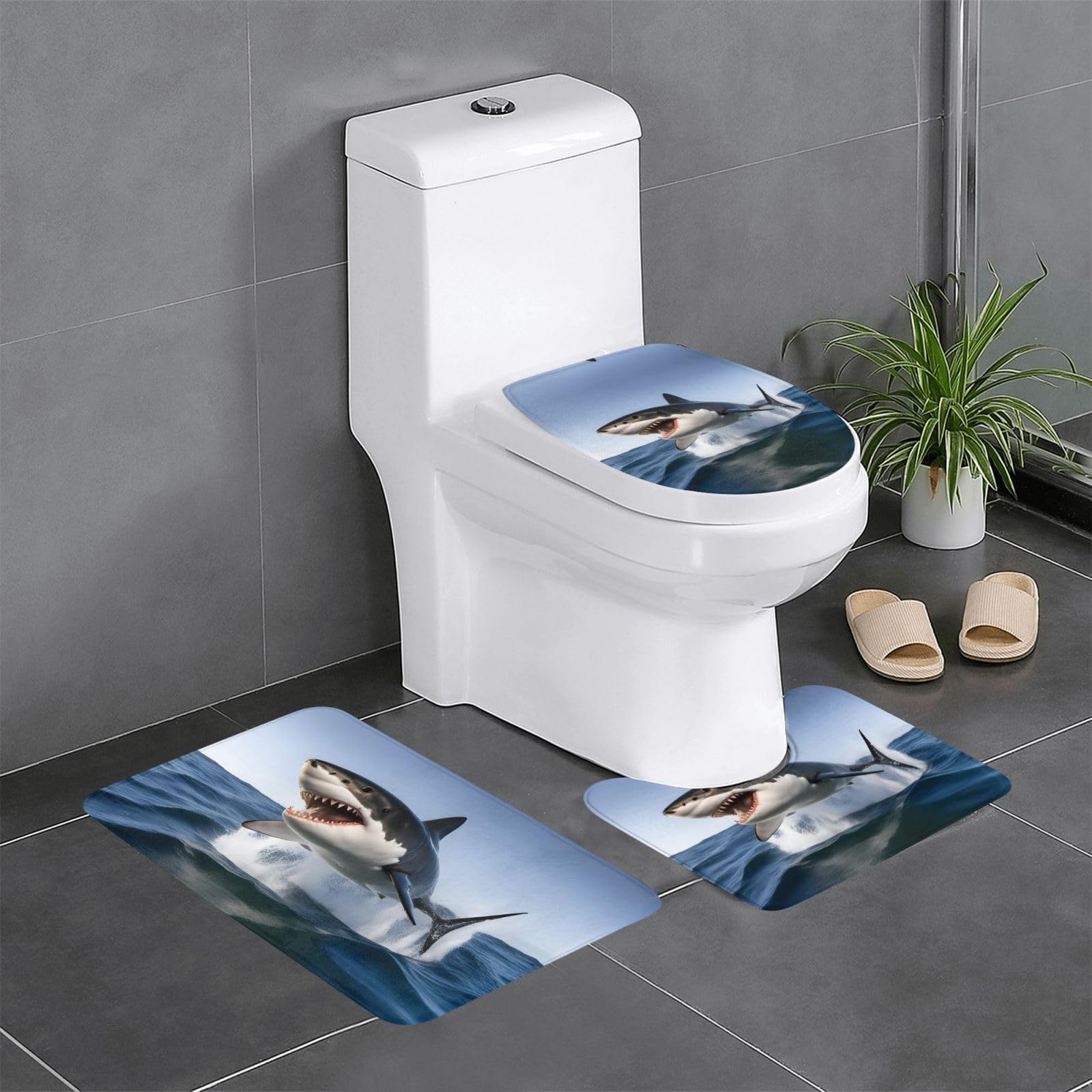 Tapis de salle de bain requin blanc pour éviter les glissades sur sol humide