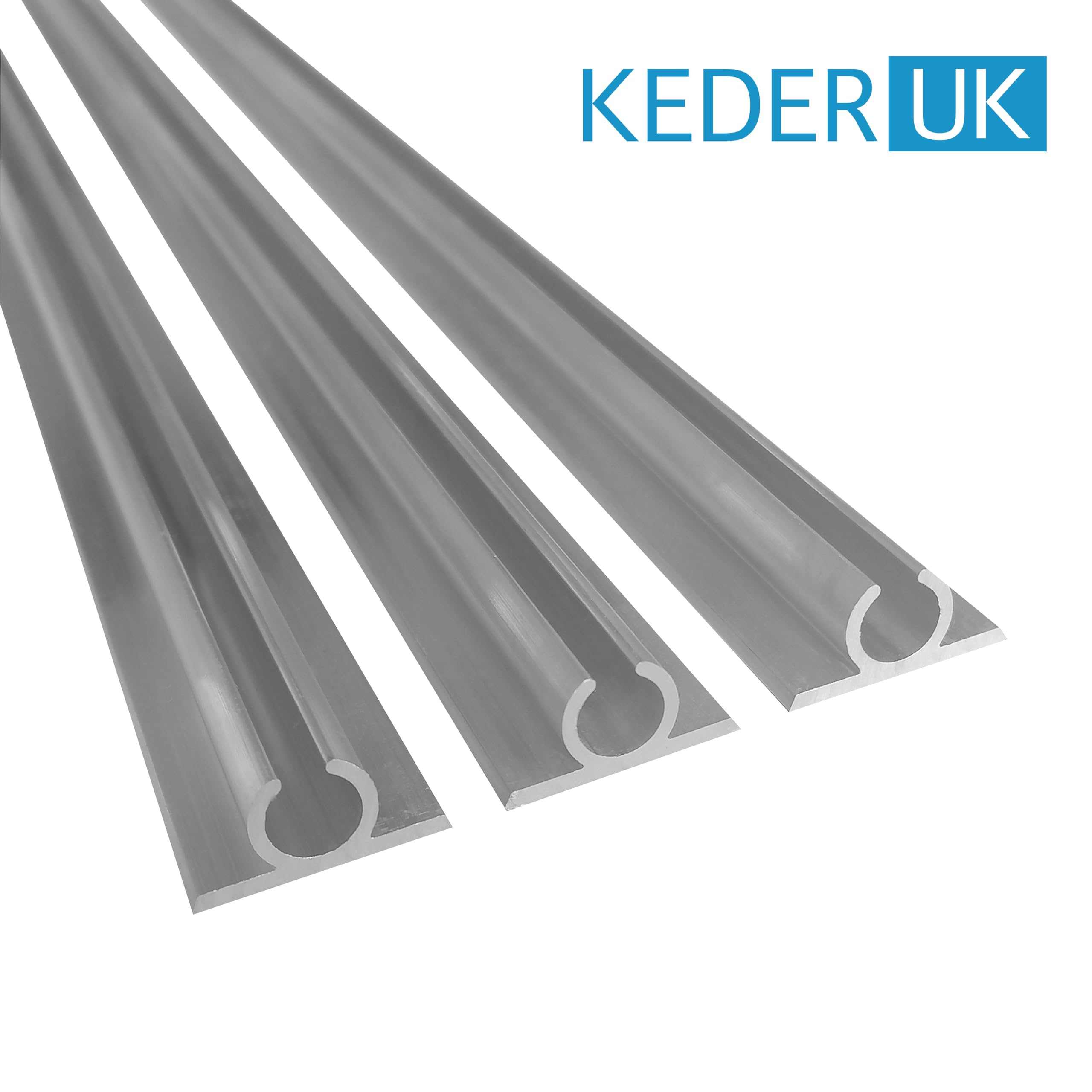 Canale in alluminio a C Rail per camper, camper e roulotte, striscia anodizzata, durevole, antiruggine, KEDER UK (3 x 1 m, senza fori)