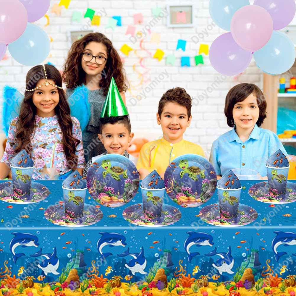 Set Stoviglie Festa Animali Marini - 53 Pezzi, Per 16 Persone, Tema Oceano - Foto 3