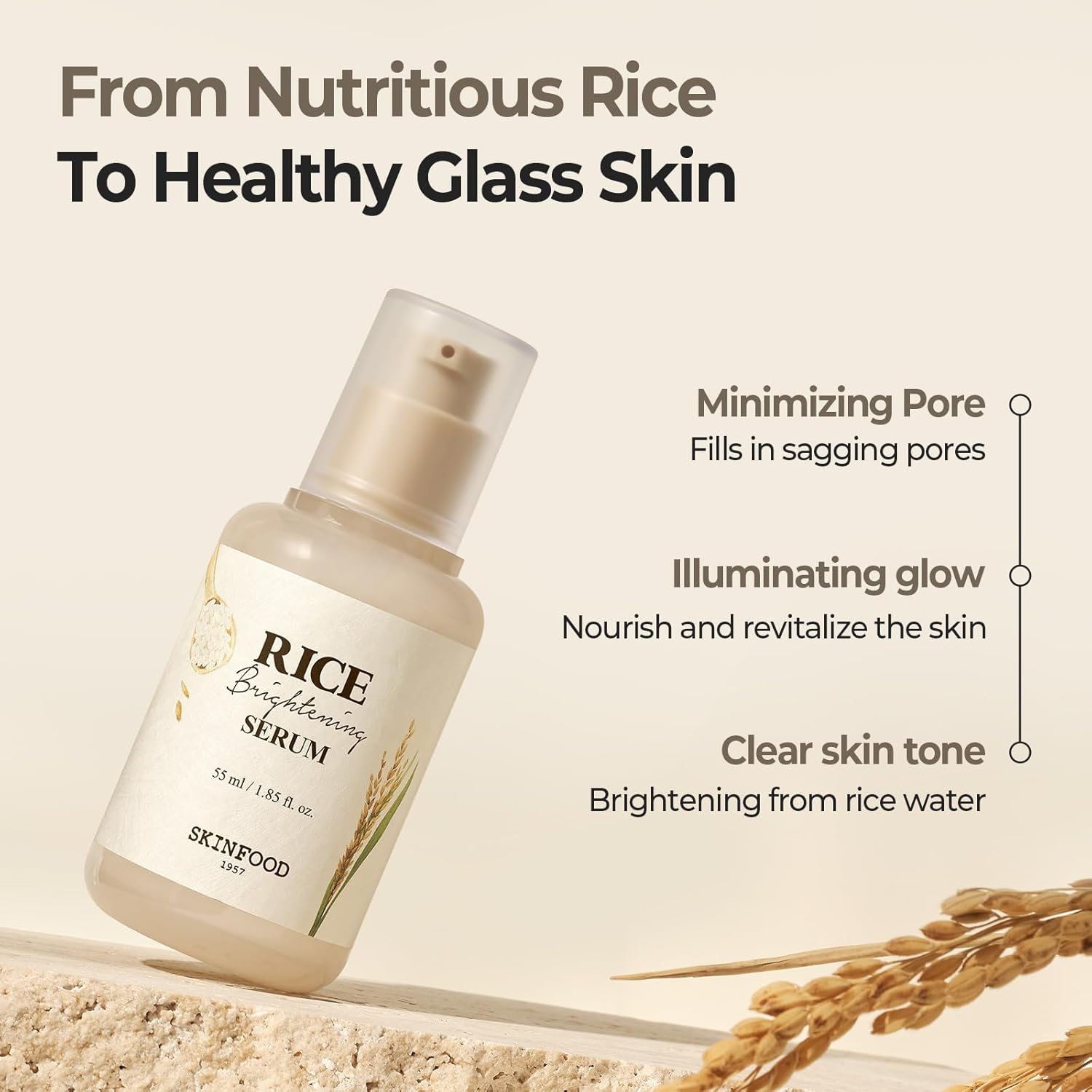 SKINFOOD Rice Radiance Duo – Korean Skincare Brightening Pad & Hydrating Serum Set for Glowing, Smooth, and Dewy Skin, with Natural Fermented Rice Water for Gentle Exfoliation and Deep Moisture