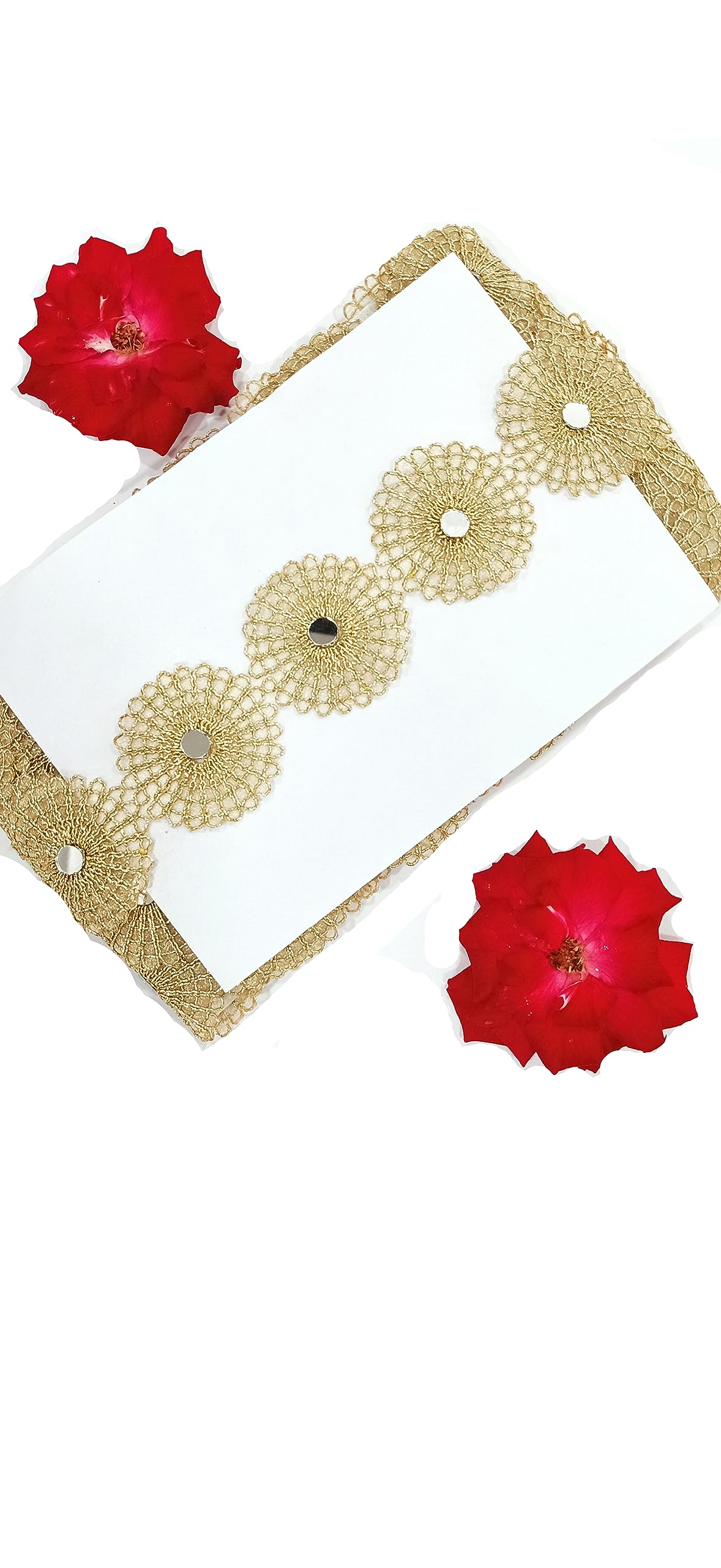 Balar Creation Mirror Laces Borders Material for Saree and Dress Blouses Lehengas Cholis Embellishments Sewing, Craft, and Home Decor (9,Mtr- Pearl Matt Color)