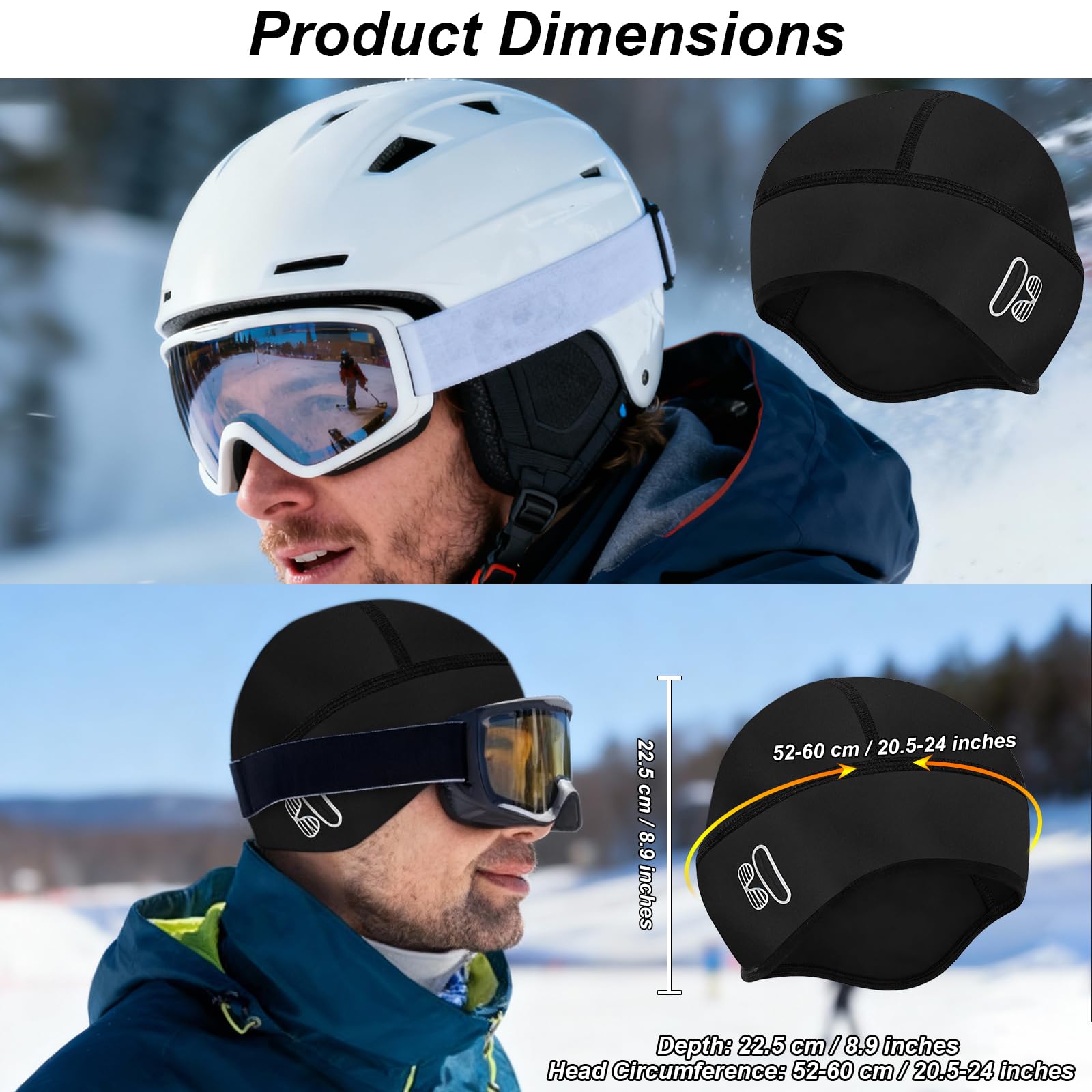 Męska czapka rowerowa pod kask, wiatroszczelna i ciepła zimowa czapka z polaru, oddychająca czapka sportowa na kask rowerowy, czapka rowerowa na rower wyścigowy, MTB, wygodna czapka rowerowa dla