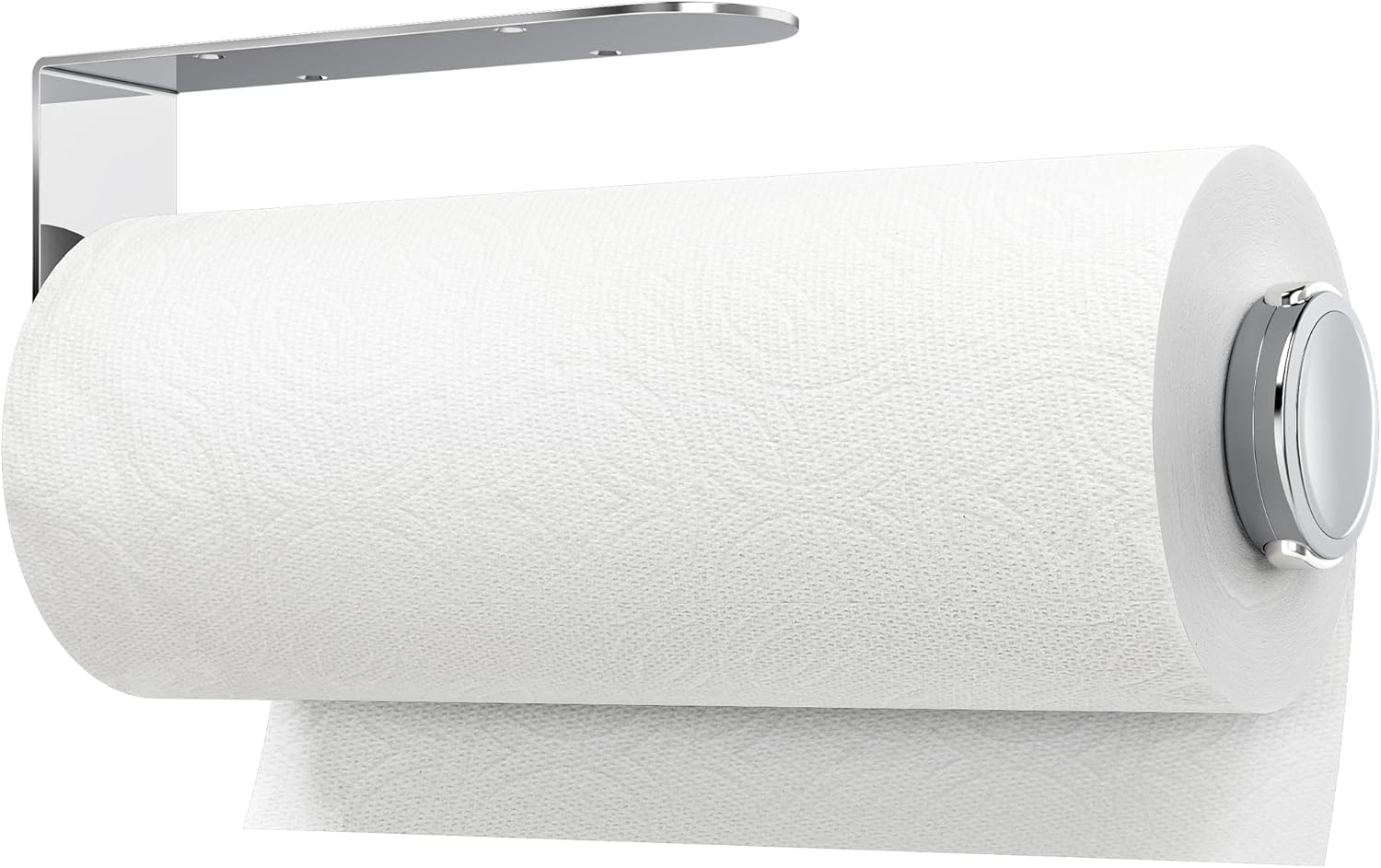 theaoo Paper Towel Holder Under Cabinet, One-Handed Tear Wall Mount Paper Towel Holder Dispenser with Damping Function for Kitchen Organization, Stainless Steel, Self-Adhesive or Drill mounting,Silver