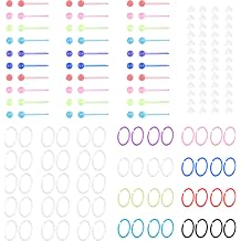 120 Pcs Plastic Earrings for Sensitive Ears Clear Studs for Women Hypoallergenic Hoops Invisible Post Earring for Sports