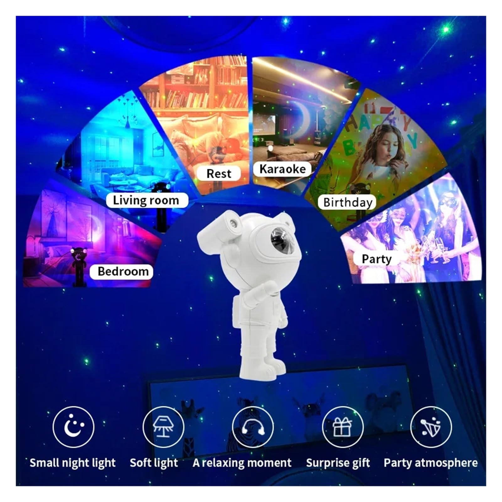 Ulepszona Lampa Nocna Galaxy Astronaut Starry Nebula Moon Ceiling Sky Projector Light Z Timerem I Pilotem Bluetooth Speaker Przezroczysty Obrazowanie