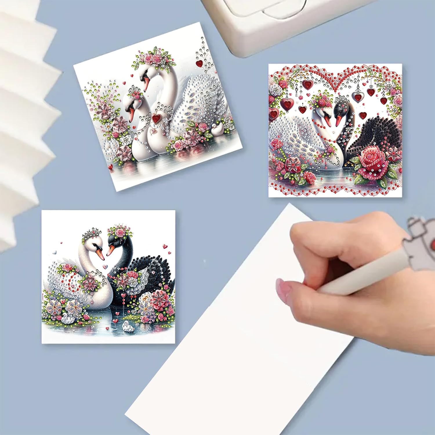 BAYUNOE 18Pcs Christmas Greeting Card DIY Diamond Art Painting Greeting Cards Special Shaped Diamond Blessing Folding Card Kit Arts Crafts for Birthday Valentine's Day