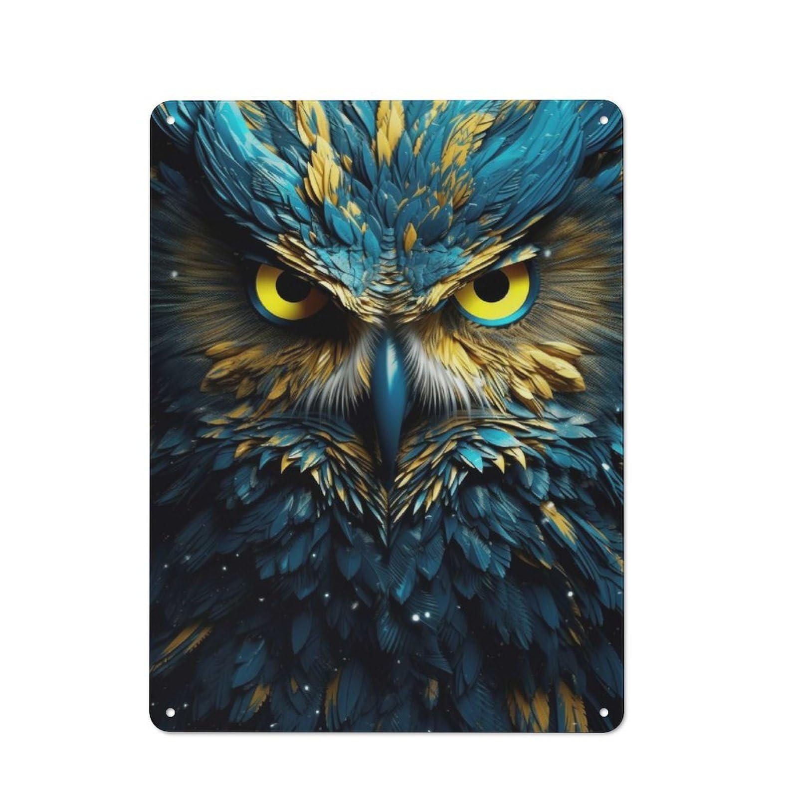Junmoney Style-20 Neon Owl Industrial Metal Wall Decor 40X30cm, Metal Wall Sign For Tool Room, Garage, Studio Or Home Bar