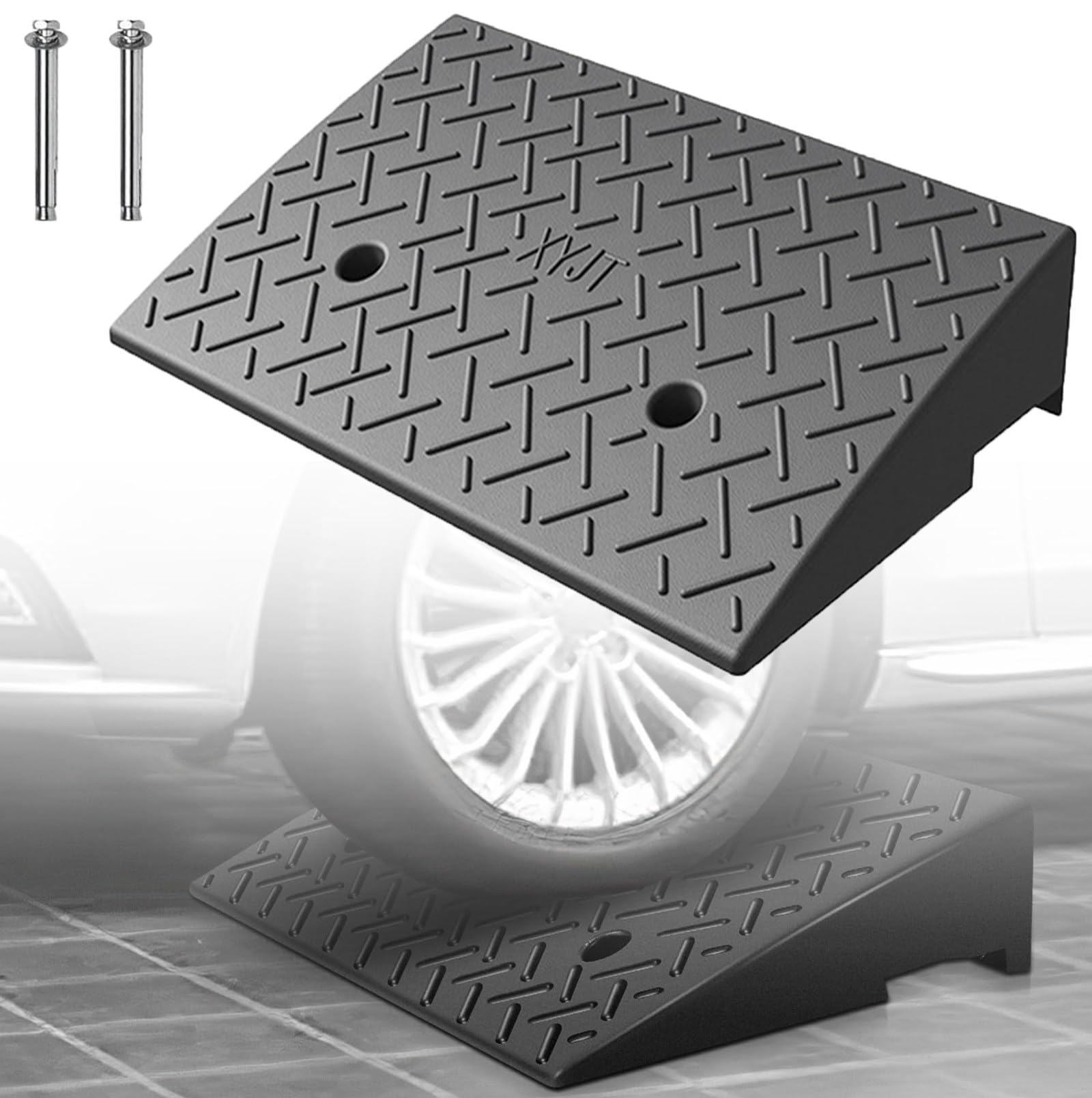 Industy Bordsteinrampe – Auto-Schwellenrampe, 50x13x3 Cm, Rutschfest, Leicht, Für PKW, Anhänger & Rollstühle