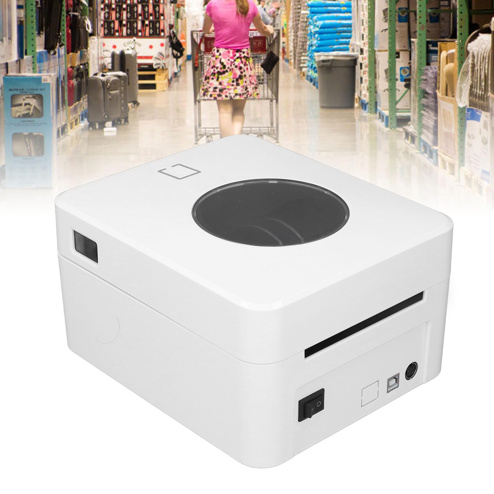 KKPLZZ Stampante per etichette termiche 203DPI connessione USB Bluetooth per 4x6 pollici spedizione carta bianca (spina UE)