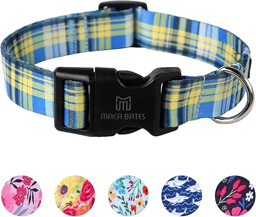 Maca Bates - Collar azul de diseño a cuadros para niñas y niños, hembras y hombres, para Perros, Chihuahua, Pitbull, regalo de cumpleaños para