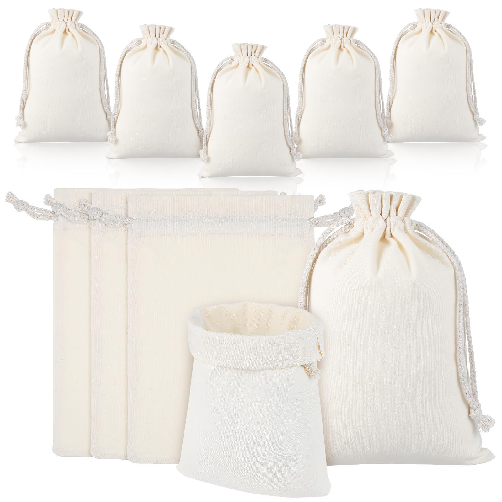 Sacos de algodón reutilizables grandes bolsas de tela con cordón para guardar joyas y regalos