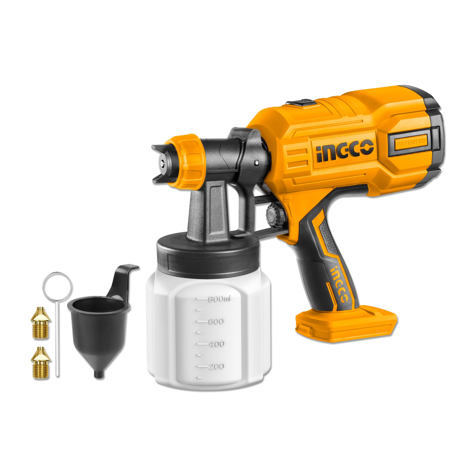 INGCO Paint Spray Machine Cordless, Flow 800ml/min Paint Spray Gun, 800ml Paint Reservoir, Max Viscosity 120DIN-s for Painting Wood,Metallic,Walls and Ceilings, with Measuring Cup, Nozzles(Tool Only) (B0CJBT9T8T) Amazon Price History, Amazon Price Tracker