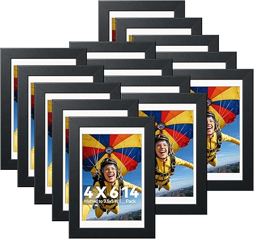 HappyHapi Juego de 14 marcos de fotos de 4 x 6, fotos de mesa o pared de 3.5 x 5 con paspartú o 4 x 6 sin ellos, marcos de fotos a granel para