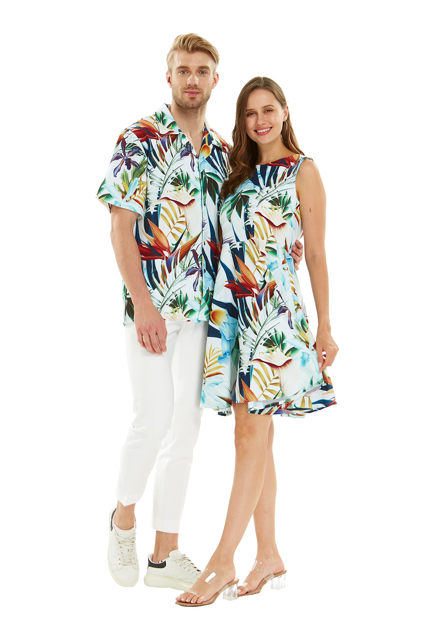 Hawaii HangoverMatchable Couple Hawaiian Luau Men Shirt or Women Vintage Fit and Flare Dress in Lost in Paradise