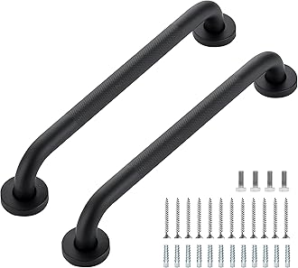 - Grab Bars for Shower, 2 Pack 16-Inch Anti Slip Shower Handles for Elderly, Safety Shower Grab Bar, Stainless Steel Handicap Grab Bars for Bathroom (Black 1" Diameter)