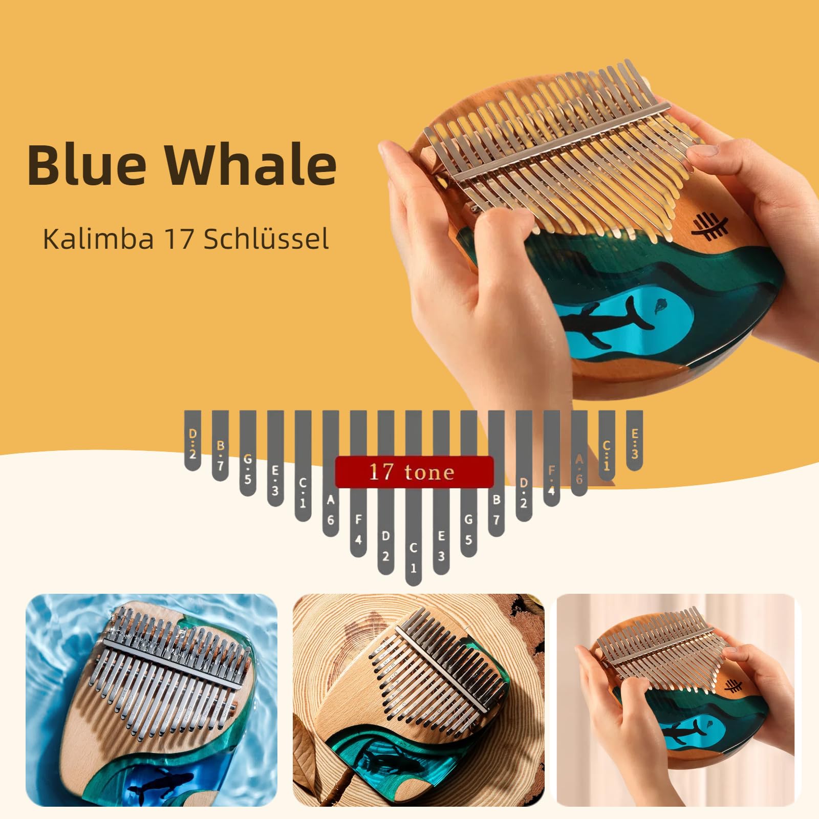 Kalimba 17/21 Schlüssel, Holz Fingerklaviere，Professionelle Daumenklavier Carlimba, Mbira Instrumente (M)