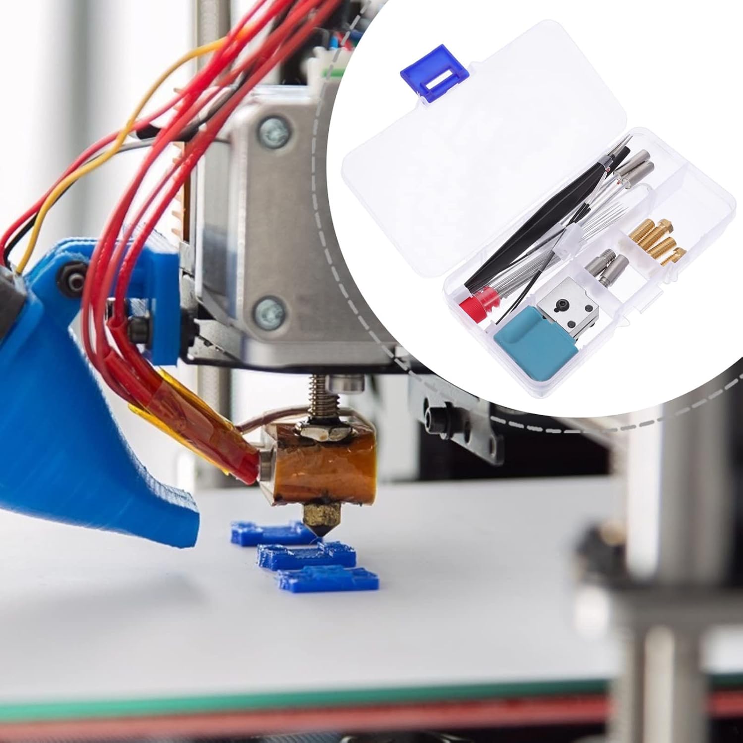 review Scicalife 1 Set 3D Printer Parts with Heating Aluminum Block Black Test Tube Nozzles Cold Heating Hoses Nozzle Needle Heating Rods Tweezer Thermistors for 3D Printer