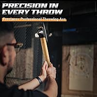 Vista 2 de Freelander Hacha de lanzamiento con mango de roble, hoja de acero de alto carbono y cuña metálica, hacha al aire libre con martillo de punta