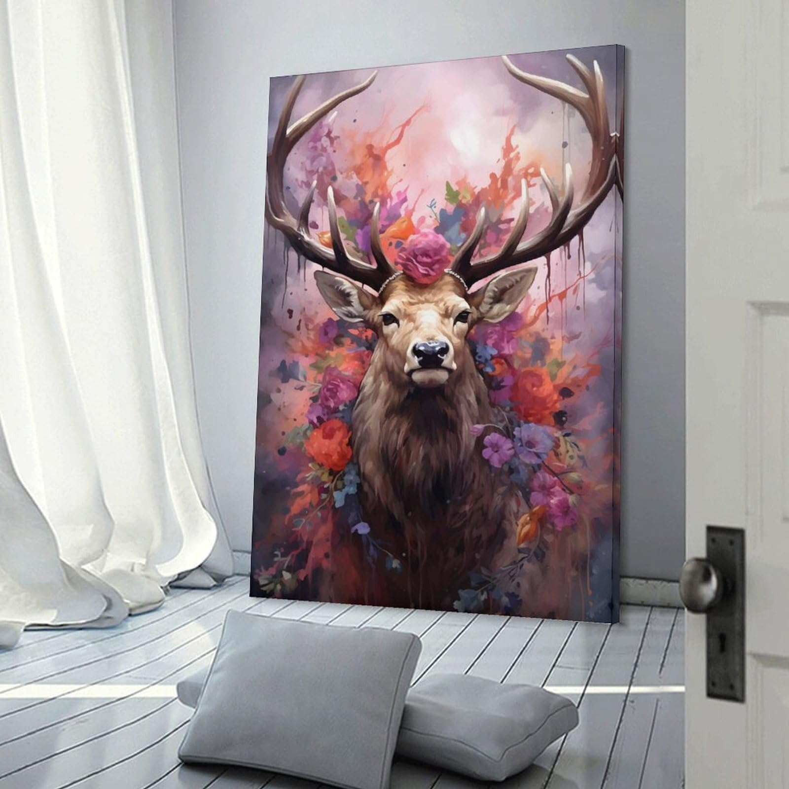 Junmoney Elk The Royal Beaute Room Decor Wall Art, 20x30inch(50x75cm), for Home Office, Desk Area Or Studio, An Interior Accent for Desk Areas
