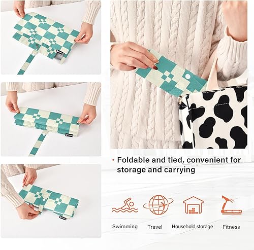 Miniatura 4 de Teal Beige Checkered 3pcs Travel Packing Storage Bags Portable Organizer Closet Storage Suitcase Organizer Bag Travel Suitcase Organizer