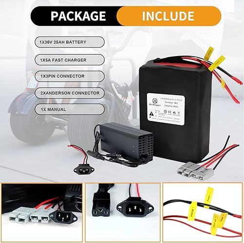 Miniatura 8 de Batería de litio de 48V52V 25Ah LiFePO4 incorporada 50A BMS para motor 0-1200W