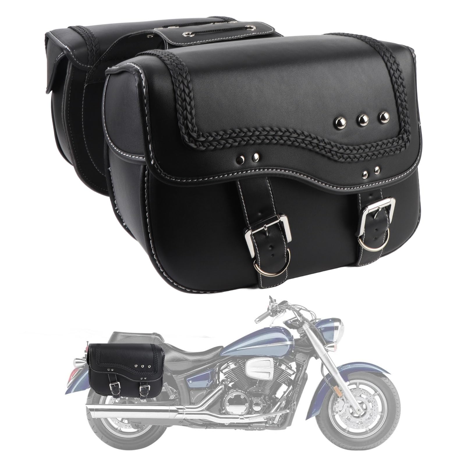 Borse per Bagagli Laterali per Moto, capacità 30 Litri, in Pelle PU Impermeabile per gli Appassionati di Motociclette Che Si Spostano Quotidianamente