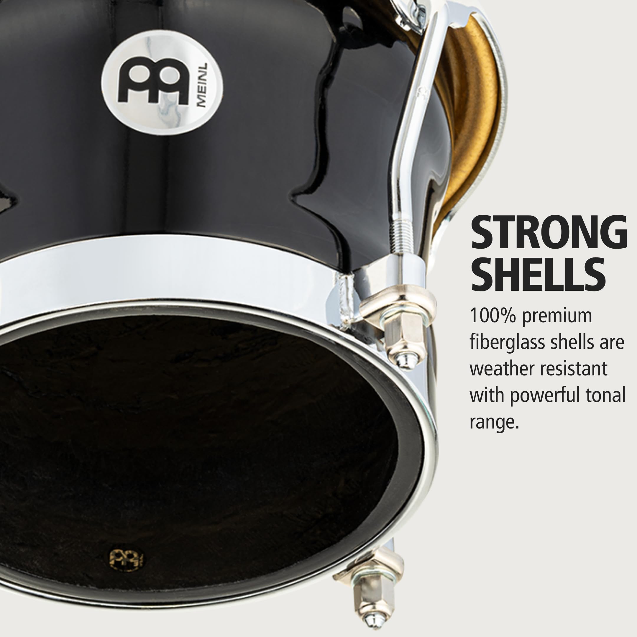 Meinl Percussion Fibercraft Series Bongos, Schwarz (FFB400BK) | 2 Handtrommeln, 7 und 8,5 Zoll, Inklusive Stimmschlüssel, Premium Fiberglass