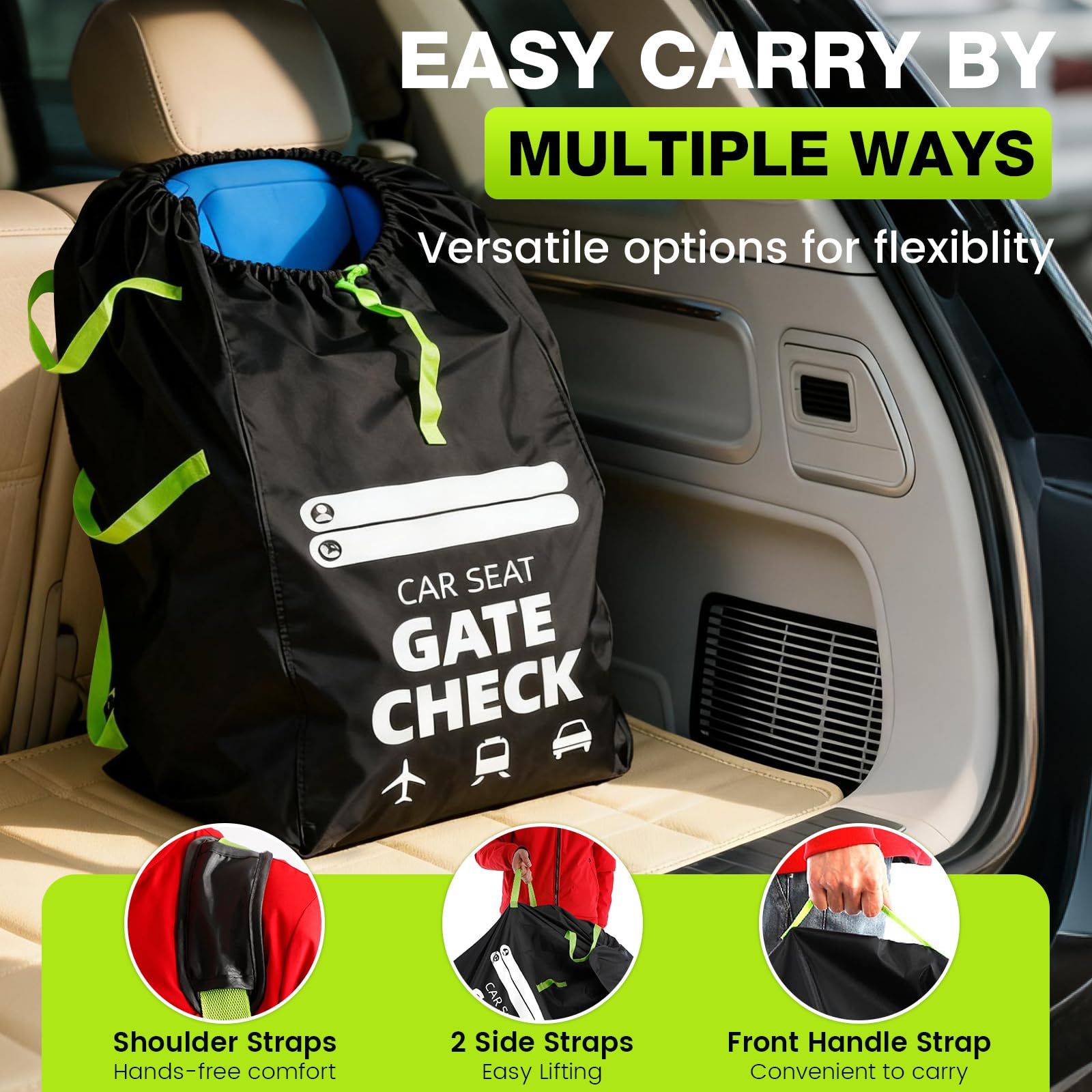 Yoassi Sac de Transport pour Poussette avec Bretelle,86 * 46 * 46cm Sac de Voyage Imperméable pour Siège Auto/Bébé Landau/Cosy, Universelle Housse de Protection pour Voyage en Avion/Train/Voiture