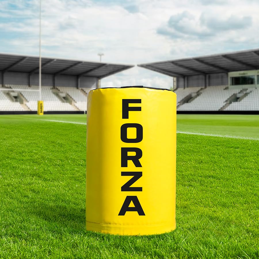 FORZA Low Height Rugby Tackle Bag Pro Model Rugby Training Tackle Pad with Shock Reducing Foam Core 615gsm Reinforced Cover & Padded Handles Junior to Senior Contact Practice Bag (Yellow Mini)