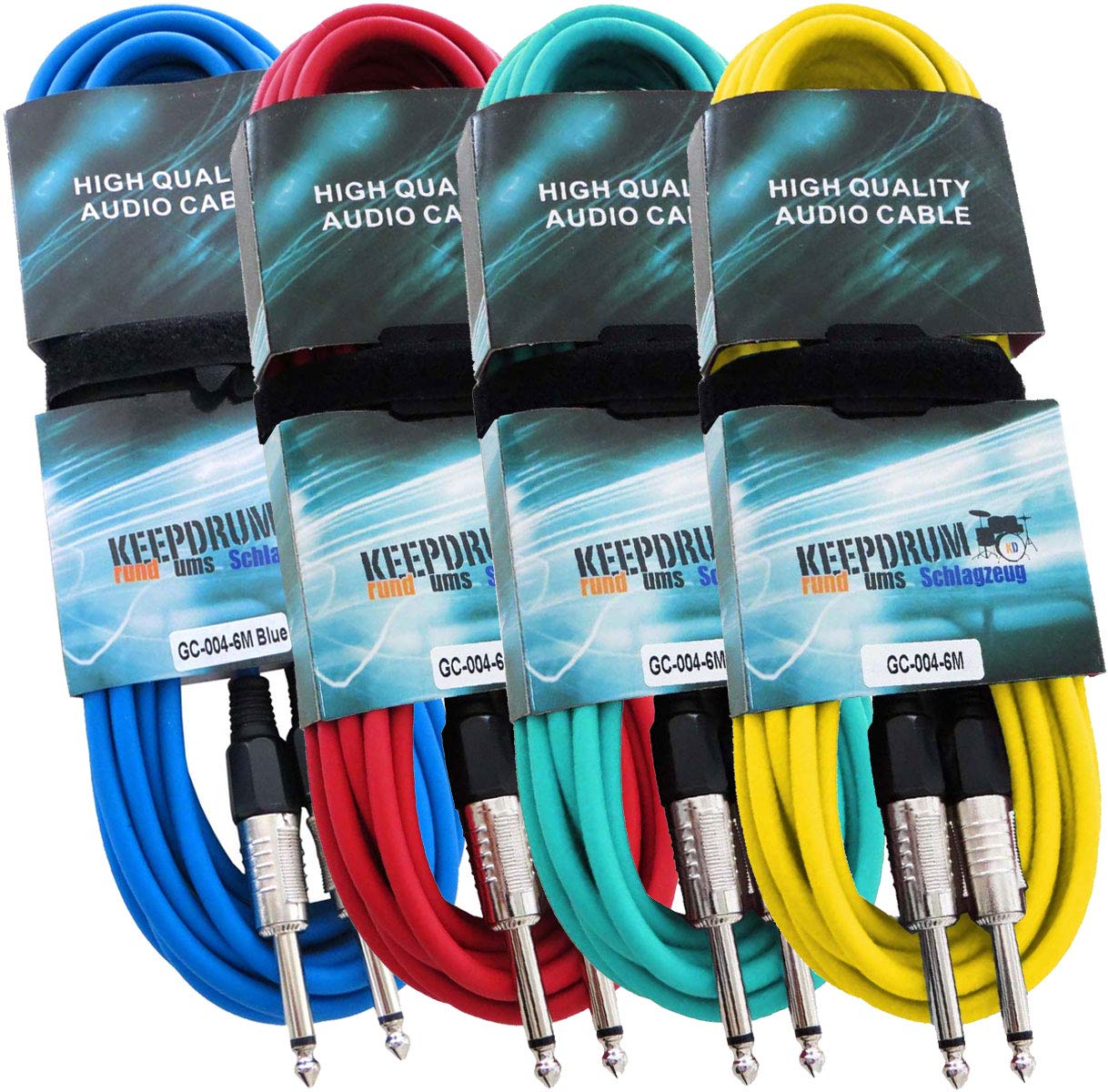 KEEPDRUM4 - Set di 4 cavi jack mono per chitarra, 6 m