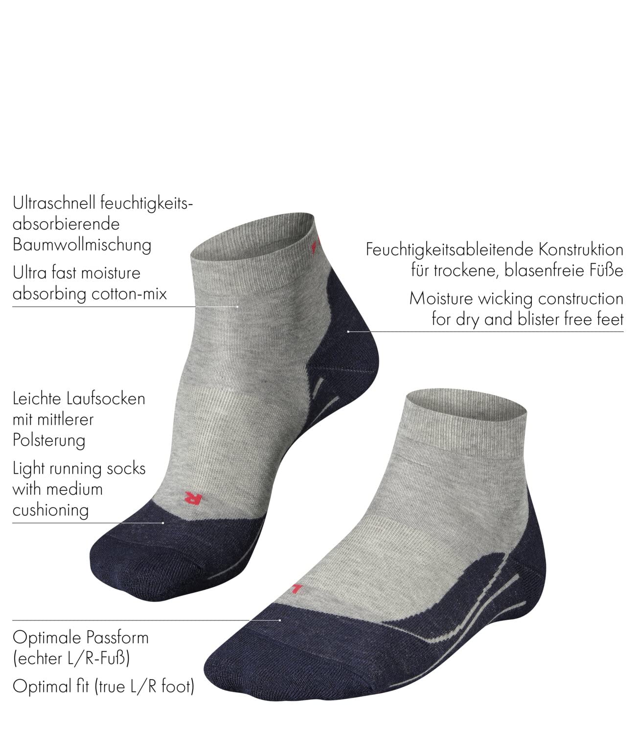 FALKE RU4 Short M SSO Chaussettes de Course Homme, Noir, 42-43