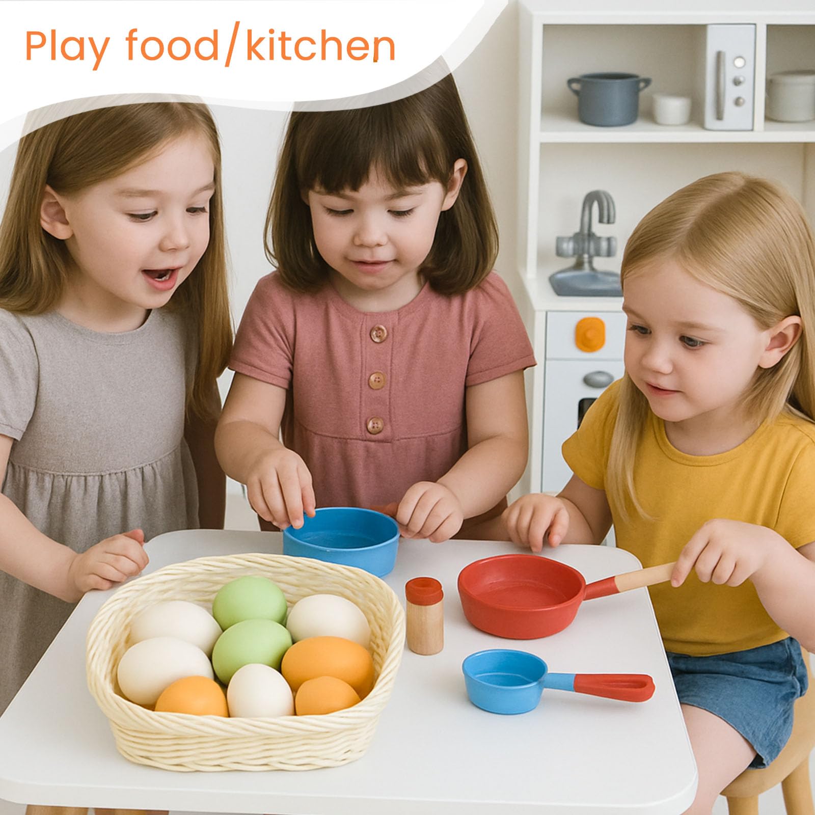 Huevos de Pascua de madera, 8 unidades, huevos de madera de 3 colores para manualidades, anidación de pollo, juguete de comida teñible 2