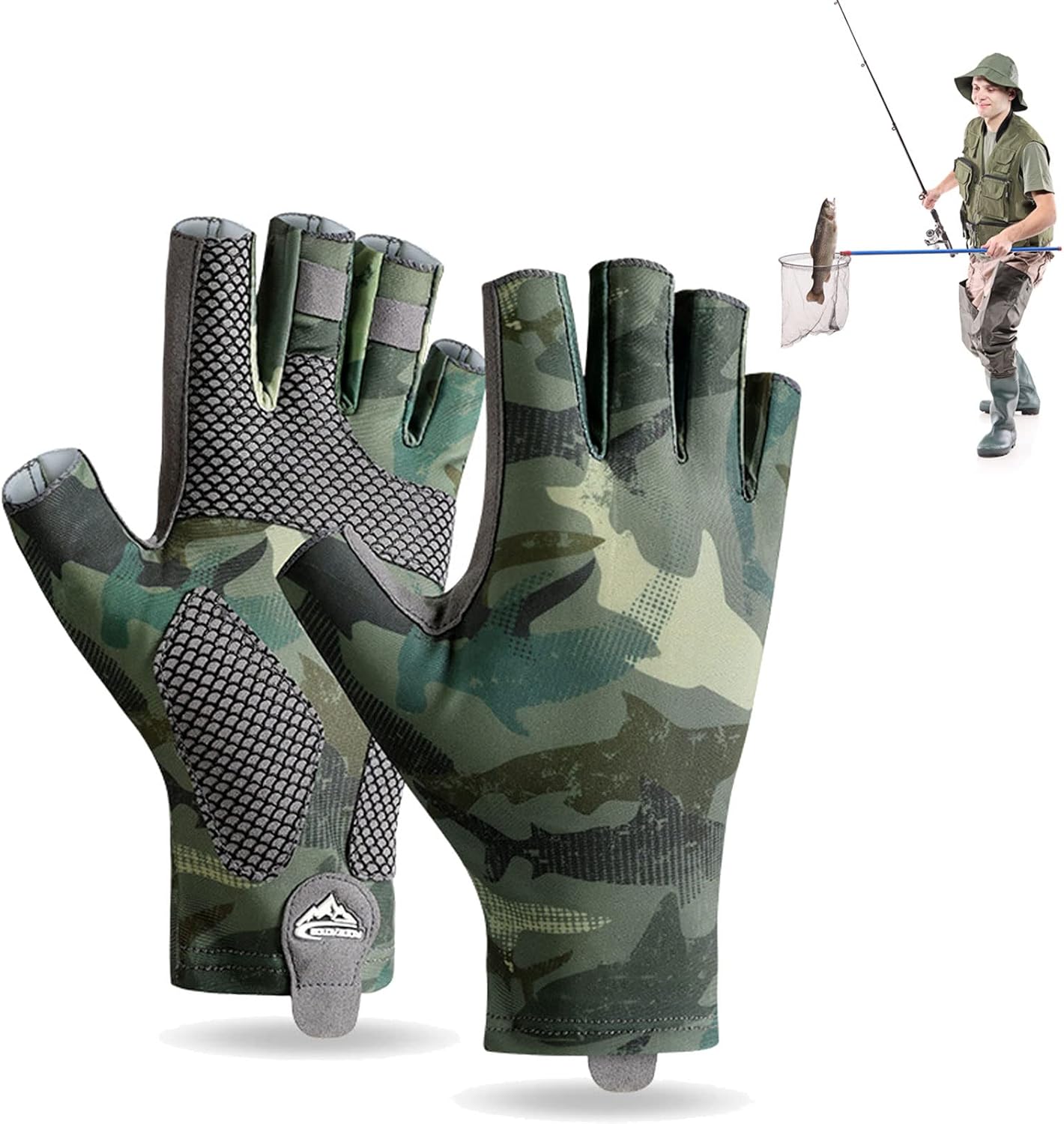 UV Protection Anti Slip Fingerless Fishing Gloves for Men Women, UPF 50+ Lightweight Fishing