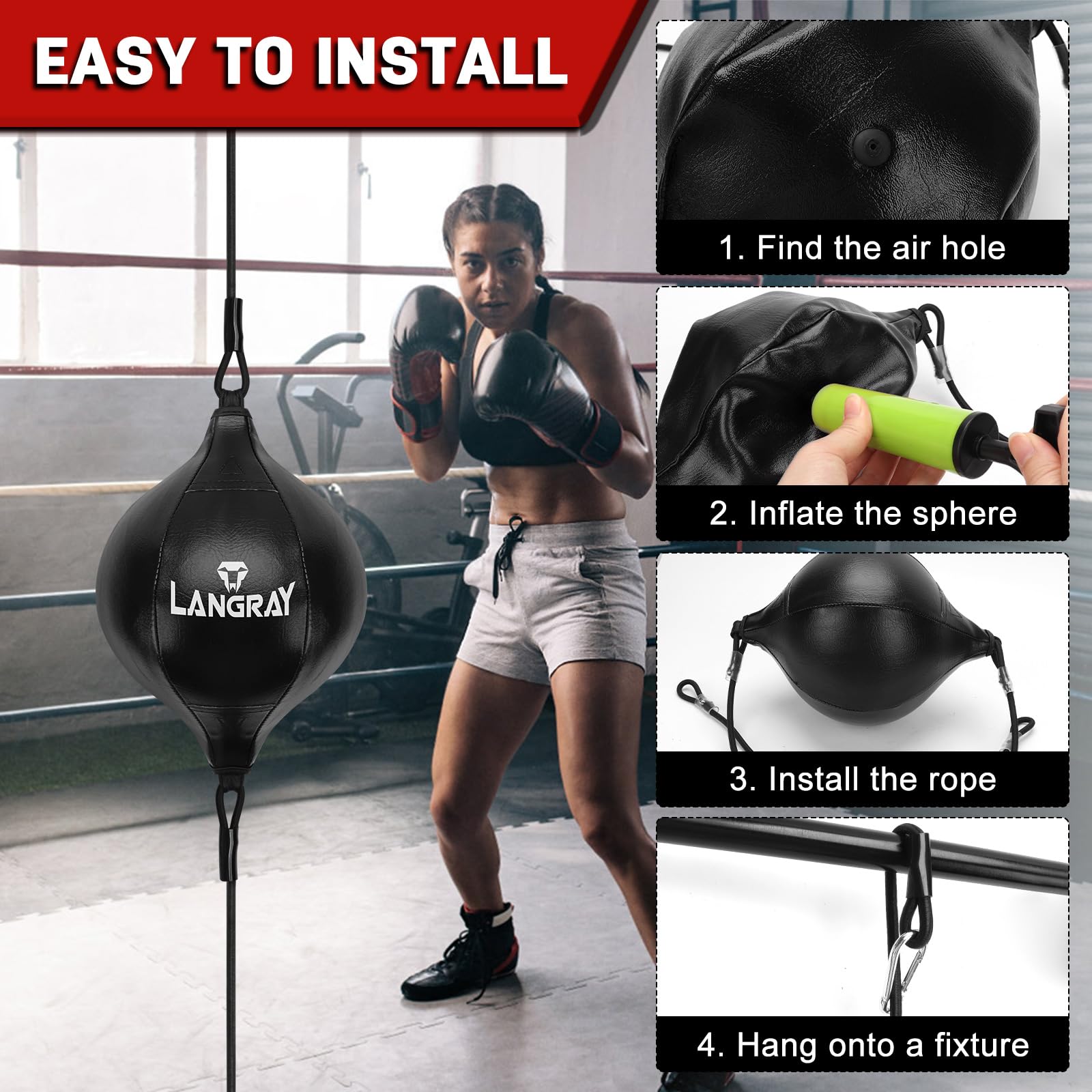 Sac de Frappe à Double extrémité, Sac de Boxe en Cuir synthétique avec Cordons élastiques réglables pour Adultes et Enfants