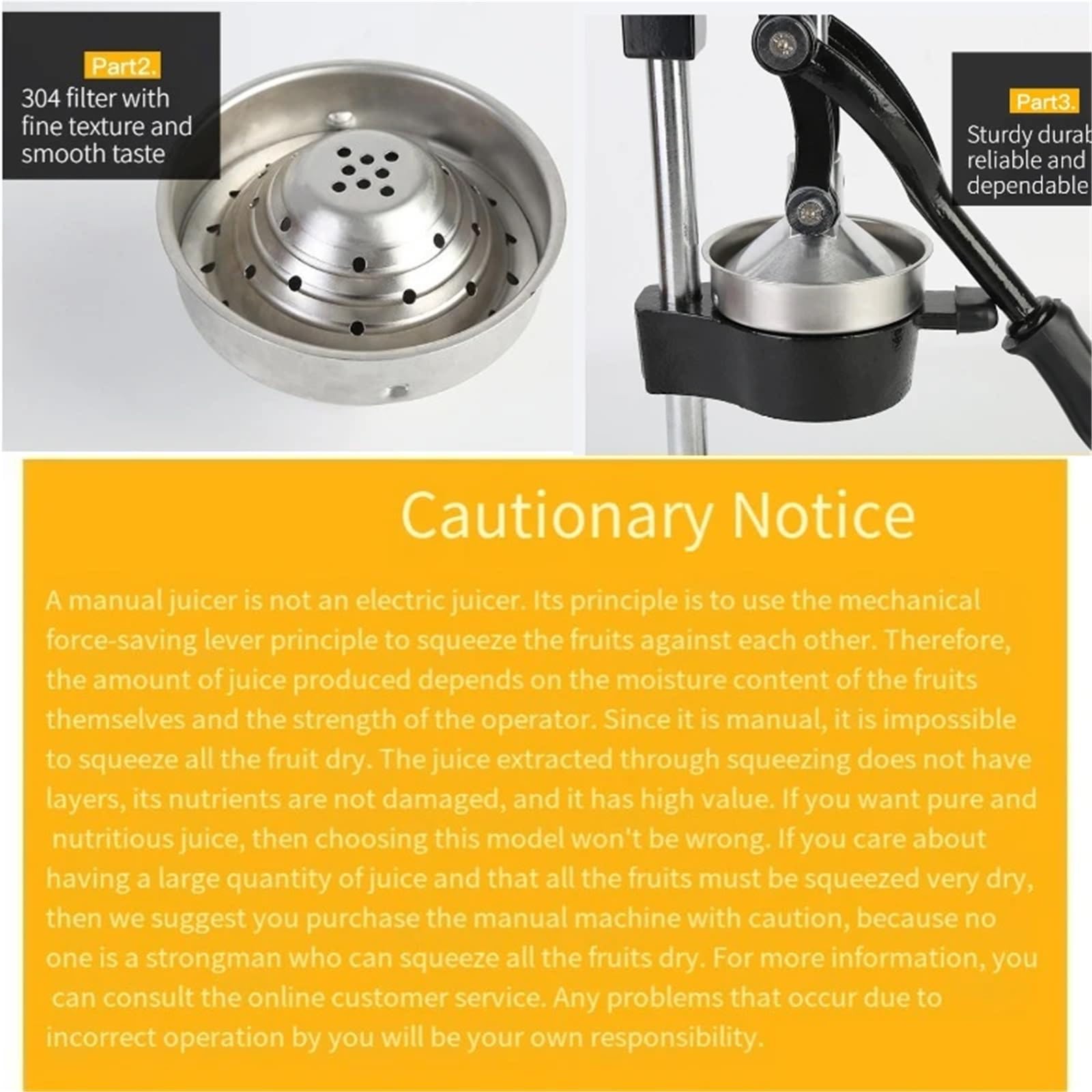 Esprimidores Manual Exprimidor manual de cítricos hierro fundido alta resistencia - Prensa frutas multifunción acero inoxidable(GRAY)