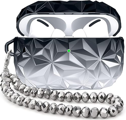 CAGOS Funda protectora para Airpods Pro 2, bonita funda protectora con forma de diamante de lujo para Airpods Pro de 2 generación 2022 con cordón y disponible en Yaxa Peru