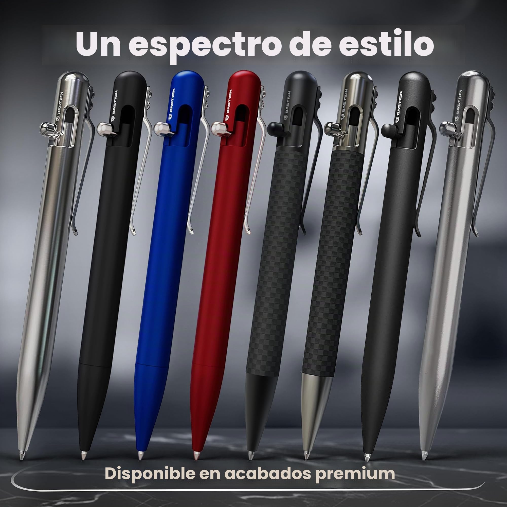 BASTION Bolígrafo de acción Bolt, ejecutivo de lujo de fibra de carbono | Bolígrafo de escritura comercial retráctil recargable de tinta (fibra de carbono/acero inoxidable)