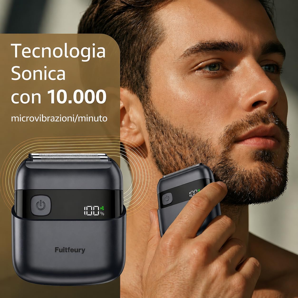 Mini Rasoio Elettrico Uomo Portatile, Rasoio da Barba e Viso Senza Fili IPX7 Impermeabile con Display LED, Ricarica Rapida USB-C, Lame di Precisione e Tecnologia Micro-Pettine per Viaggi e Casa