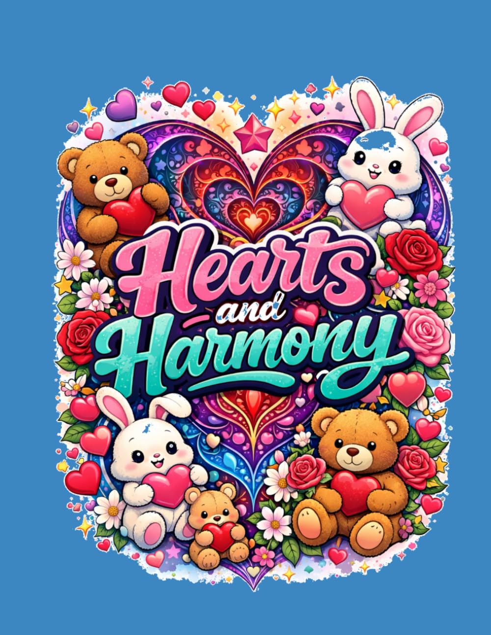 Hearts and Harmony: A Valentine’s Colouring Book: Romantic Designs with Hearts, Fractals, and Mandalas for Relaxation