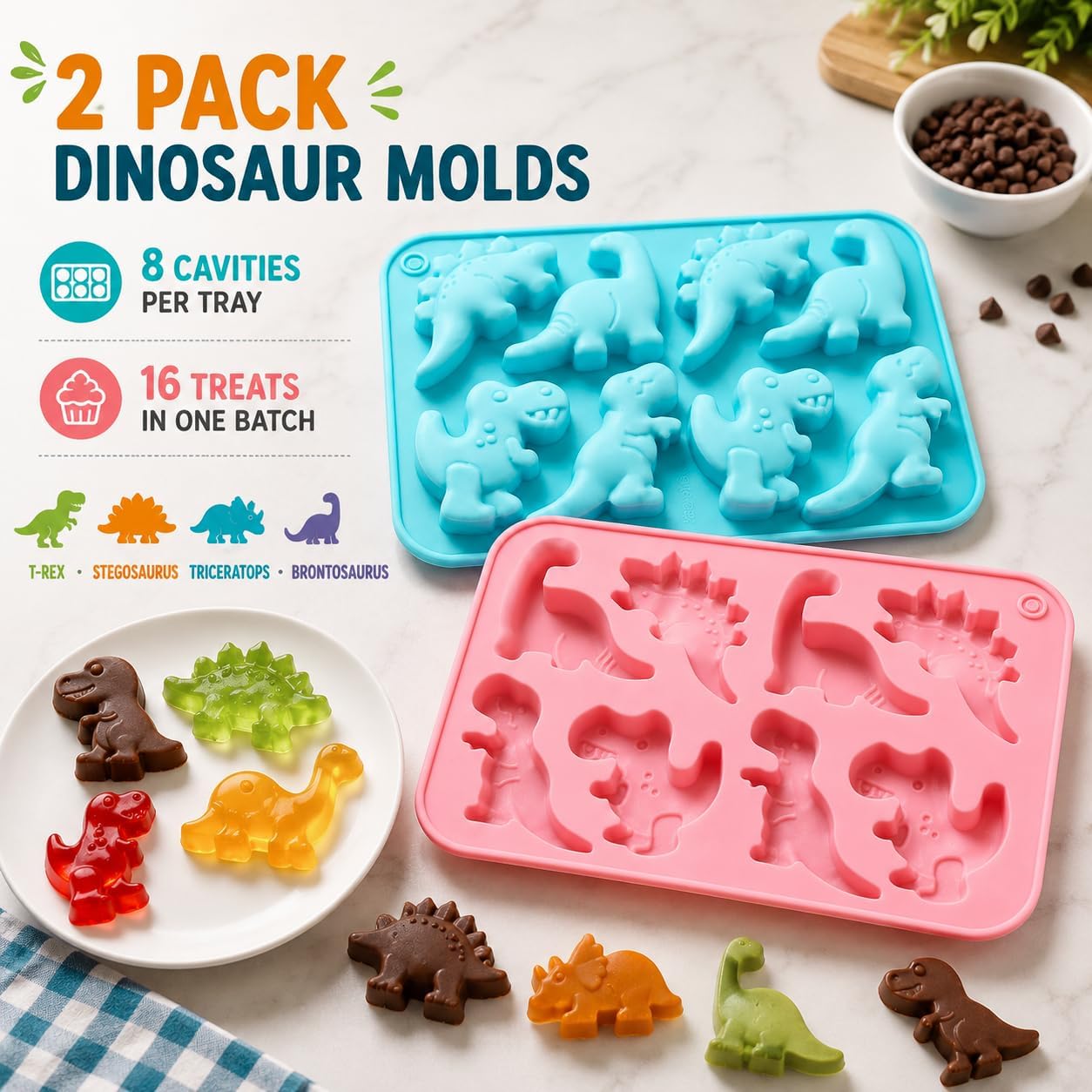 2 Pack 6 Cavity Tulip Flower Silicone Molds, Food Grade Flexible Reusable Molds Easy Release for Soap Bath Bomb Chocolate Candy Jelly Ice Cube, Microwave Freezer Dishwasher Safe